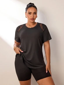 Rhythm Era Women's Plus Size Backless Short Sleeve Sports T-Shirt - Black - View 2