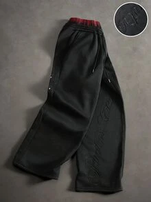Major Grit Men's Double Waistband Drawstring Waist Pocket Rivet Loose Sweatpants - Black - View 1