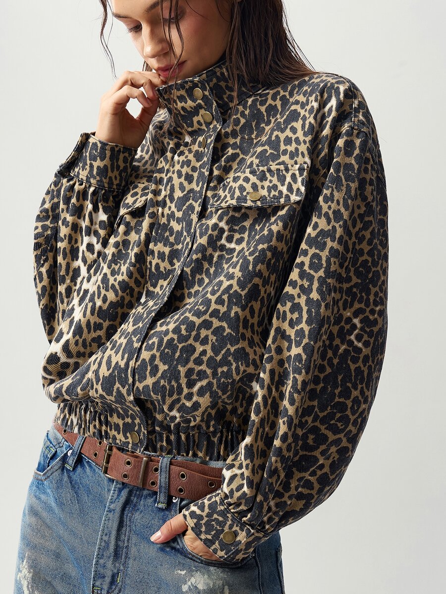 Bohemela Casual Retro 90s Streetwear Sexy Solid Color Woven Denim Jacket For Women Night Out Everyday Going Out Traveling Dark Brown Autumn - Brown - View 1