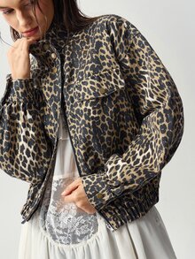 Bohemela Casual Retro 90s Streetwear Sexy Solid Color Woven Denim Jacket For Women Night Out Everyday Going Out Traveling Dark Brown Autumn - Brown - View 5