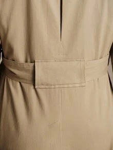Anewsta Essential New Spring/Autumn Khaki Utility Style Casual Trench Coat Jacket, Urban Women's Lapel Multi-Pocket Dropped Shoulder Slightly Loose Cotton-Feel Commuter Jacket, Suitable For Work Commute, Shopping, Store Visiting, Short Trips, Light Outdoor, Daily Wear - Khaki - View 9