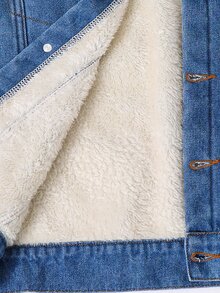 SHEIN 兒童青少年男孩休閒保暖內裡厚丹寧夾克，適合秋冬、學校、家庭聚會、度假、派對 - 彩色 - 查看 5