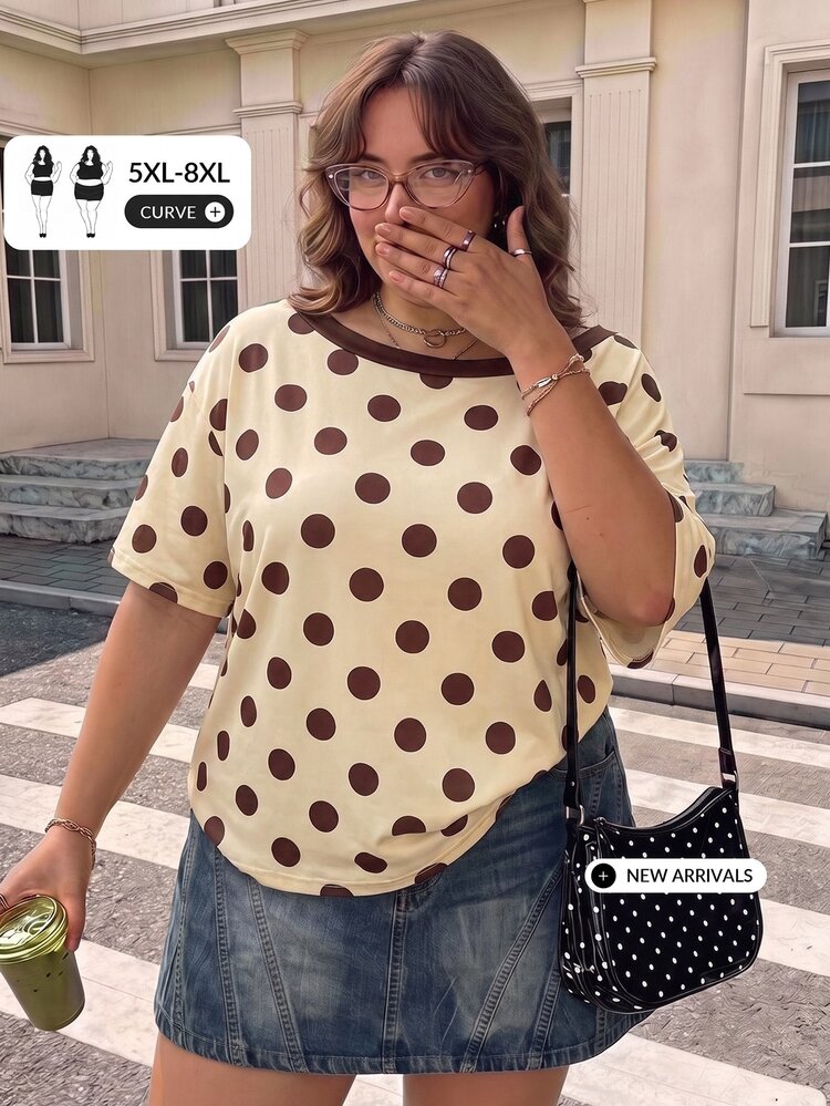 SHEIN CURVE+ 黑色布料骷髏印花上衣，2026年秋冬常規款大尺碼 22W 女款萬聖節服裝 - 彩色 - 查看 1