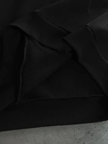PAVTROS 男士字母印花長袖連帽衫與拼色長褲兩件套，哥德風 - 黑色 - 查看 7