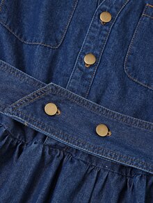 GlowEve Women's Pleated Casual Daily Summer Denim Dress - Blue - View 3