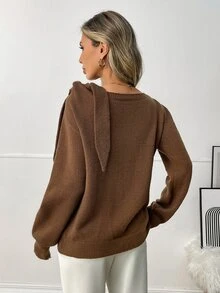 LUMIGAL Women's Brown French Elegant Casual Winter Sweater - Brown - View 2