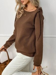 LUMIGAL Women's Brown French Elegant Casual Winter Sweater - Brown - View 6