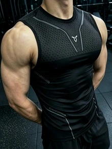 RISE LYT Men's Bull Head Print Daily Fitness Sports Tank Top - Black - View 3