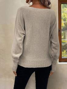 SHEIN LUNE Solid Batwing Sleeve Jumper - Apricot - View 2
