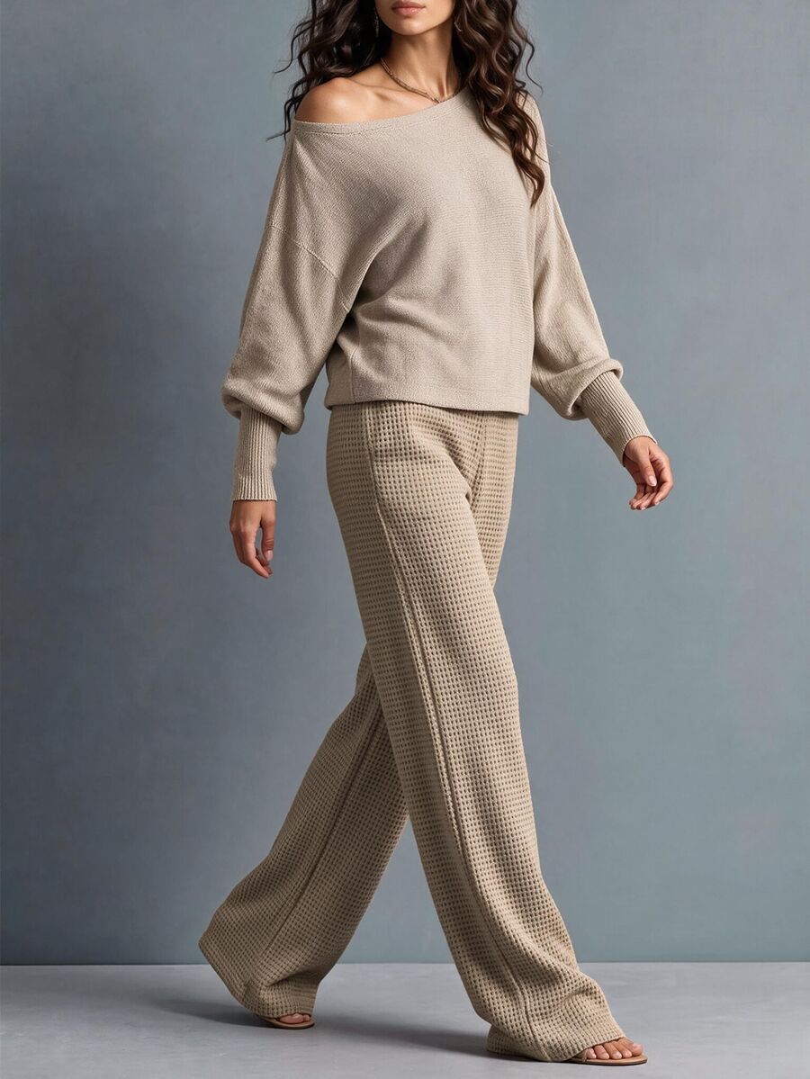 SHEIN LUNE Solid Batwing Sleeve Jumper - Apricot - View 1