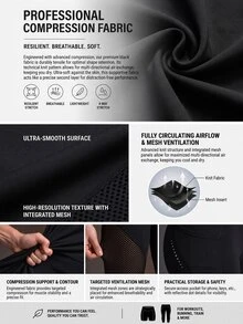 Powerista Legging Wanita Warna Polos Pinggang Tinggi untuk Olahraga Harian, Tanpa Jahitan, Pengontrol Perut, Sisipan Jala, Kompresi, dengan Kantong Ponsel Samping, Yoga - Hitam - View 3