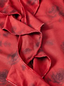 SHEIN MOD Glamorous Red Rose Pattern Bodycon Dress For Women With Criss Cross Back And Front Rosette,Prom Dresses For Women,Halloween Dress - Red - View 7