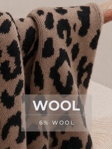 Yumoku Cardigan Kasual Musim Gugur/Dingin, Leher Bulat, Motif Leopard, dengan Tali di Depan - MultiWarna - View 4