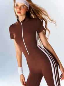 VARSIVA Women's Colorblock Casual Daily Wear Sports Flare Leggings - Coffee Brown - View 5