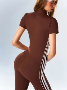 VARSIVA Women's Colorblock Casual Daily Wear Sports Flare Leggings - Coffee Brown - View 8