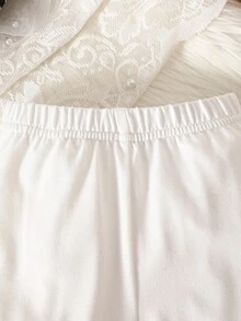 SHEIN 2件組新生女嬰外套與內搭褲套裝，甜美黑白千鳥格蝴蝶結長袖彼得潘領秋季保暖公主風套裝 - 黑與白 - 查看 8