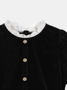 GlowEve CURVE This 2026plus-Size Women's Elegant Ruffled Top And Skirt Two Pieces Set Is Suitable For Everyday Commuting And Formal Parties.Women's Autumn/Winter Set - Black and White - View 9