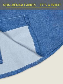 Resyla Kemeja Kasual Wanita Lengan Panjang Kancing Tunggal dengan Motif Denim - Kuning - View 5