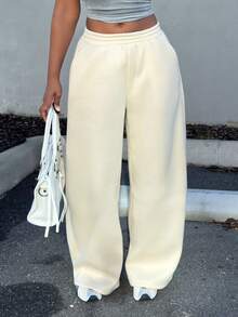 Alexandranx Women's Casual Solid Color Loose Sweatpants - Apricot - View 6