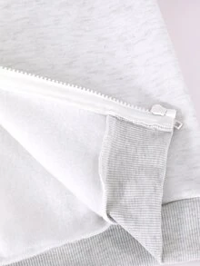 SHEIN Sparklyn 秋冬女童連帽拉鍊外套－街頭風混搭，保暖針織面料，適合秋冬穿著，微寬鬆版型留有成長空間，完美適配校園與街頭穿搭，瞬間變身活力女孩！ - 白色 - 查看 7