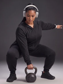 Powerista Plus Size Women's Lightweight Black Solid Color Casual Daily Travel Sports Jacket With Zip-Up Hoodie For Gym And Outdoor Sports Fall - Black - View 6