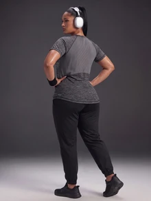 Powerista Women's Plus Size Summer Athletic Alternative Tropical Top Breathable Mesh Sports Tee Short Sleeve For Running Workout Round Neck Raglan Gym Grey - Dark Grey - View 6