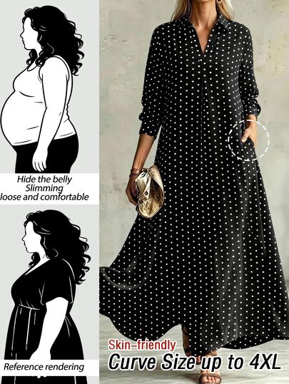 Easowa Curve Plus Size Casual Striped Maxi Shirt Dress Western Wear Women Festival Boho Hippie Cowgirl Fall