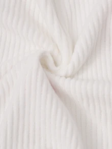 SHEIN 女童兩件套長袖高領套頭T恤搭配白色微喇褲，淑女風日常穿搭，7歲生日秋季嬰兒棕色冬季套裝 - 白色 - 查看 7