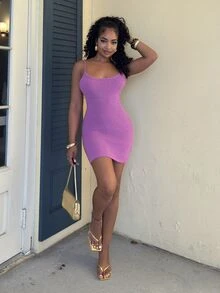 Alexandranx Summer Women's Cute Lightweight Semi Sheer Holiday Vacation Knitted Beach Dress - Purple - View 1