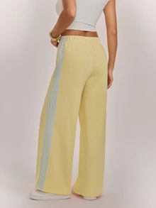 SHEIN Tall Women's Colorblock Casual Versatile Daily Wear Sweatpants - Pale Yellow - View 2