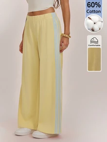 SHEIN Tall Women's Colorblock Casual Versatile Daily Wear Sweatpants - Pale Yellow - View 16