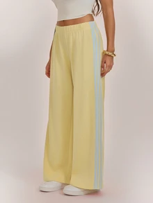 SHEIN Tall Women's Colorblock Casual Versatile Daily Wear Sweatpants - Pale Yellow - View 8