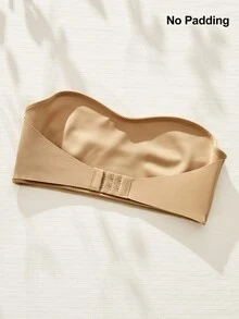 SHEIN Women's Front Button Single Layer Tube Bra Wireless, 1pc - Khaki - View 4