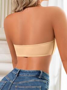 SHEIN حمالة صدر لاسلكية لتعزيز إبراز الصدر بإغلاق أمامي قطعة واحدة للنساء - لون مشمشي - مشاهدة 7