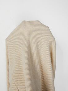 SHEIN Fall Chic Contrast Trim V‑Neck Knit Cardigan, Women Long Flare Sleeve Button Front Cropped Sweater - Apricot - View 6