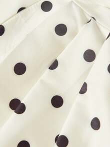 SHEIN MOD Women's Cowl Neck Polka Dot Contrast Lace Fashion Halter Short Dress - Black and White - View 7