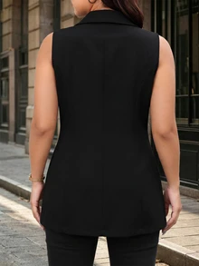 GlowEve CURVE Plus Size Women's Autumn/Winter Casual Versatile Commuter Style Black Blazer Jacket - Black - View 2