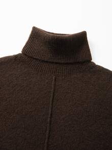 SHEIN New Style High Turtleneck Knit Pullover In Coffee Brown - Brown - View 8