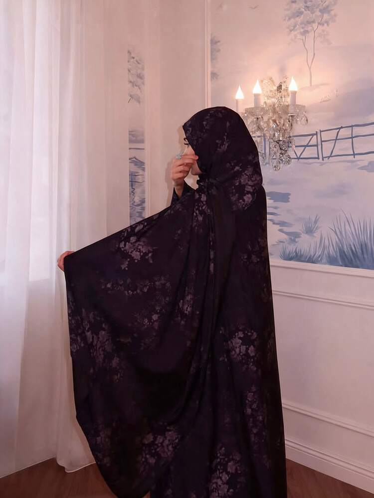 Al Najma 女款花卉印花休閒端莊優雅派對正式晨禮服 海軍藍 冬季 - 紫色 - 查看 3