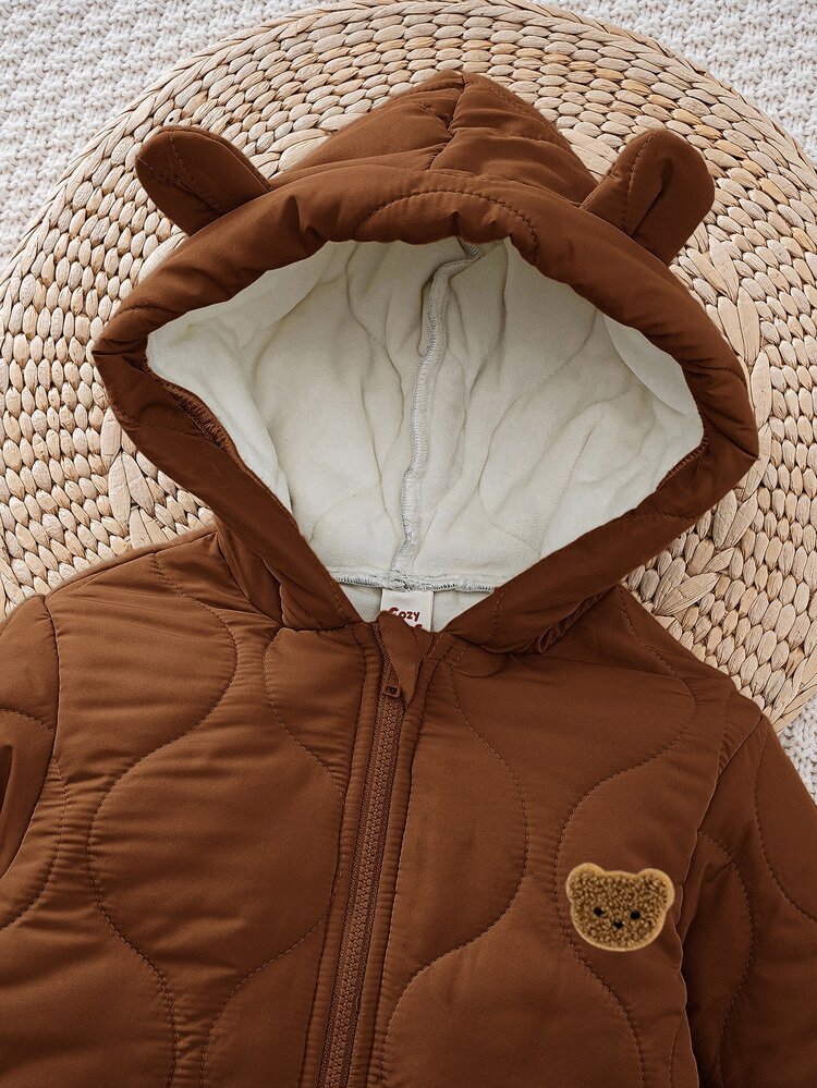 Cozy Pixies Baby Boy Baby Girl Autumn And Winter Casual Versatile Three-Dimensional Ear Hooded - Brown - View 7