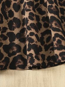 SHEIN Teen Girl Leopard Print Colorblock Casual Party Dress - Multicolor - View 5