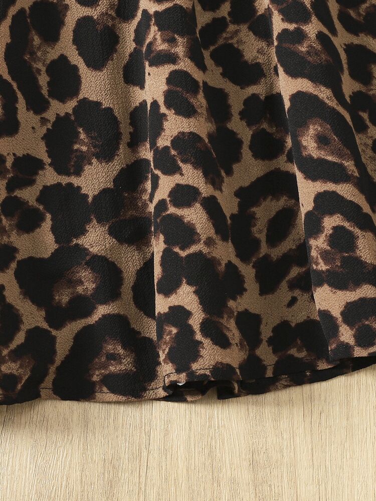 SHEIN Teen Girl Leopard Print Colorblock Casual Party Dress - Multicolor - View 5