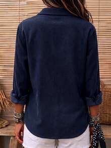 Linhara CURVE Plus Size Women's Casual Office Long-Sleeved Autumn Shirt - Navy Blue - View 2