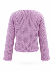 SHEIN LUNE Autumn/Winter European & American New Fashion Casual Loose Knit Cardigan With Large Metal Buttons - Pink - View 2