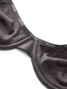 Ocili Seamless Bra With Underwire, Soft Cotton, Letter Design For Women - Dark Grey - View 8