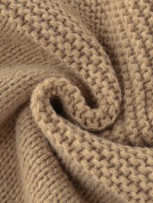 Holdful Holdful Sweater Wanita Lengan Panjang Kerah Tinggi Bahu Longgar dengan Dekorasi Bunga 3D - Coklat - View 4