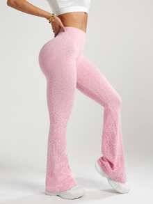 Sovereign Charm Women's High Stretch Gym Yoga Pants, Wide Leg Leopard Print Sports Trousers - Pink - View 6