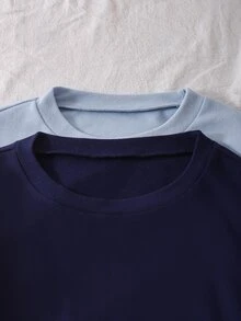 4pcs/Set Boys' Thermal Base Layer Set, Round Neck Long Sleeve Top With Elastic Waist Slim Fit Pants, 2 Colors Available, Double-Sided Thermal Fabric, Soft Elastic Comfortable And Breathable, Snug Fit Base Layer For Autumn/Winter Warmth - Blue - View 5