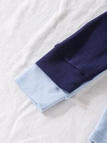 4pcs/Set Boys' Thermal Base Layer Set, Round Neck Long Sleeve Top With Elastic Waist Slim Fit Pants, 2 Colors Available, Double-Sided Thermal Fabric, Soft Elastic Comfortable And Breathable, Snug Fit Base Layer For Autumn/Winter Warmth - Blue - View 4