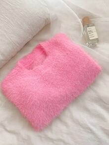 Elladie kids Cute Girls Pink Solid Pullover Sweater Fairy Back-To-School Autumn Clothes For Tween Young Girl Fashionable Loose Knit Bow Cardigan Style Top - Hot Pink - View 8